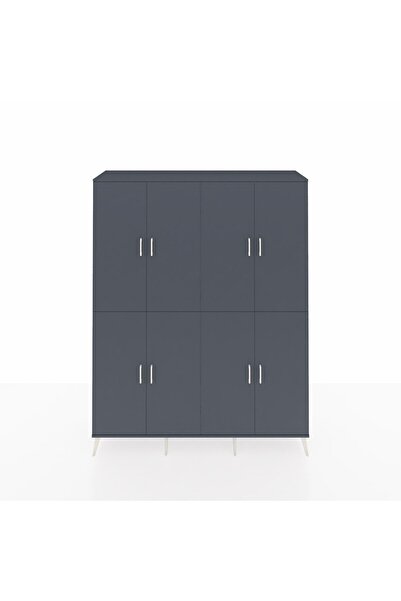 Dienni Hyperion Gardrop 8 Raflı 8 Kapaklı 176x44x221 Antrasit-Antrasit