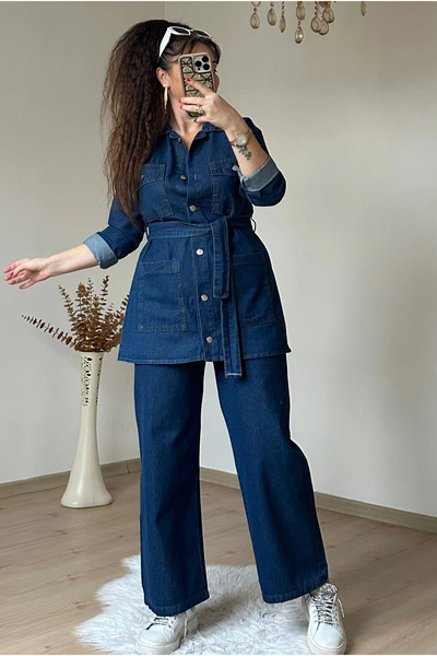 AZRA BUTİK Set de blugi cu buzunar la guler