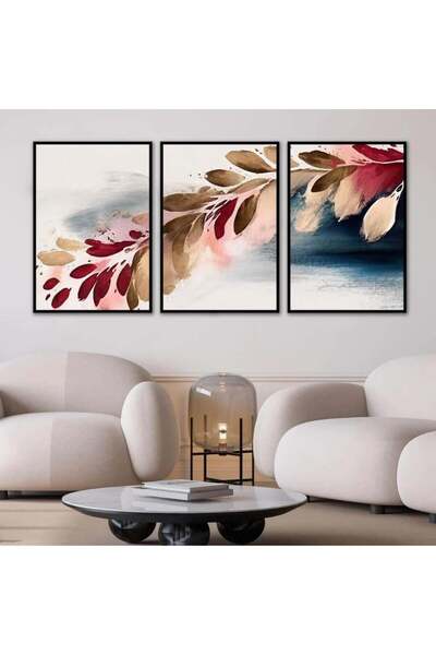 designadv لوحات ثلاثية فنية مطبوعة على القماش - ايطار ابيض