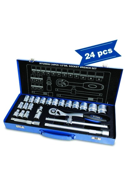 Hyundai Set de 24 chei tubulare tubulare 1/2 HY-59672, oțel aliat crom-vanadiu