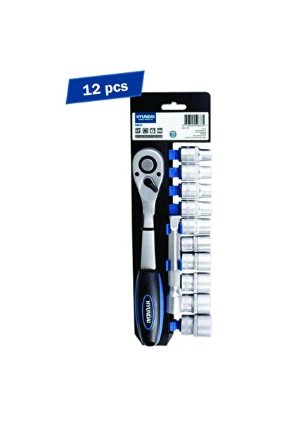 Hyundai Set de 12 chei tubulare cu clichet 1/2 HY-59633, oțel crom-vanadiu