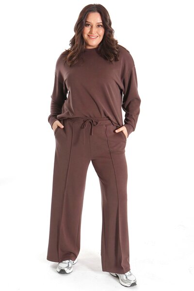 Metpoint Trend42Plus Modal Fabric Soft Textured Bottom Top Brown Set