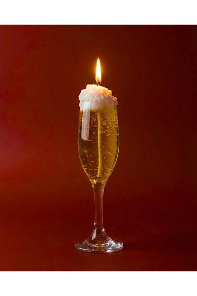 ZEMUS Dekoratif Gerçekçi Köpüklü Bira Mum - Cam Bardakta Kokteyl Jel Mum