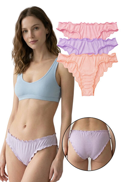 Sensu ملابس داخلية نسائية قطنية قماش قابل للتمدد قماش مجدّل عبوة من 3 قطع باللون الوردي