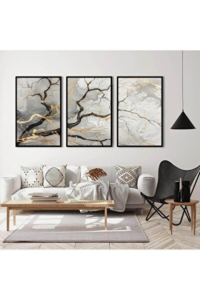 designadv لوحة ثلاثيه فروع الشجر - ايطار ابيض