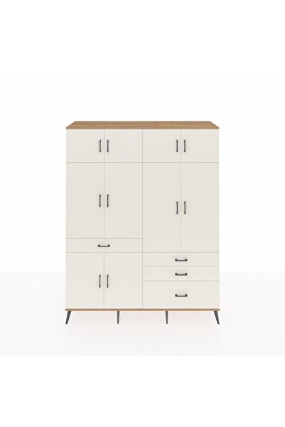 Dienni Hyperion Gardrop 5 Raflı 4 Çekmeceli 2 Askılı 176x44x221 Çam-Aytaşı