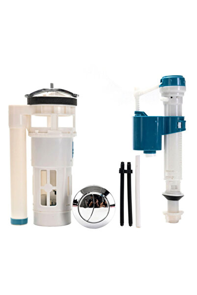 Lawazim Toilet Dual Flush Valve White - Universal Adjustable Flush & Fill Valve Kit