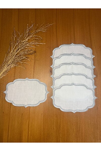 Smiling Home 6 Pieces Linen Silver Color Poison Ivy Patterned Tray Cover