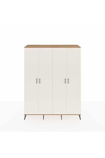 Dienni Hyperion Gardrop 4 Raflı 4 Kapaklı 4 Askılı 176x44x221 Çam-Aytaşı/Çam