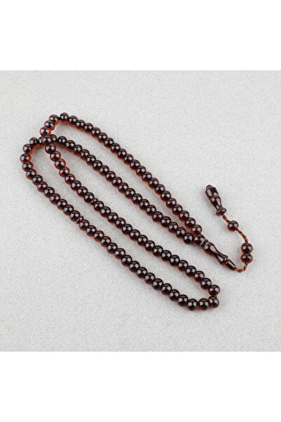 LapisDo سبحة صلاة من العنبر الناري 99 حبة بقطع دائري 9×7 ملم - بني
