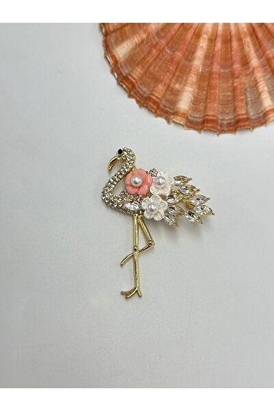 MyladyAccessoriess İnci Detaylı Flamingo Broş