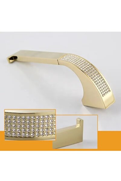 LUCAS Suport hârtie igienică Lux, alamă, auriu, cu cristale, 22 cm, montare p...