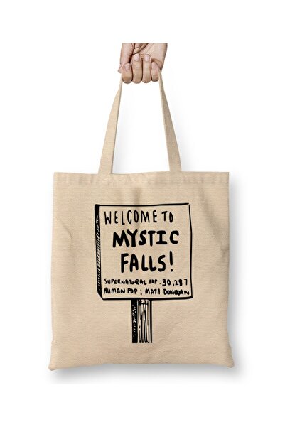 Toyaso Supernatural Welcome To Mystic Falls Geantă de pânză albă Geantă de cu...
