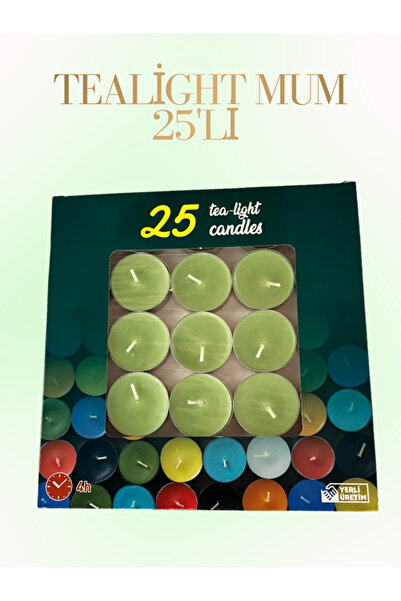 MUMSAN Tealight Mum Yeşil 25'li Yılbaşı Sevgililer Günü Özel Günler