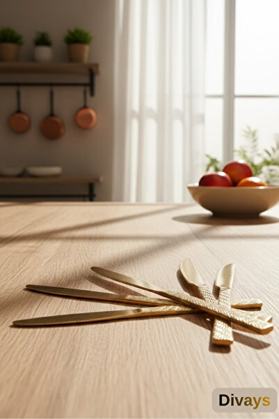 DİVAYS Premium Gold Twist Handle Steel Knife Set |   6 Piece Stylish & Modern Tableware Set