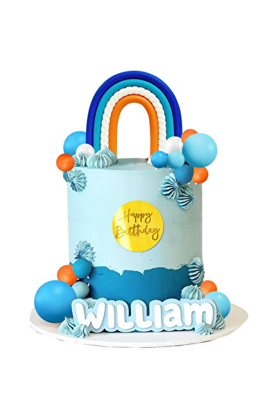 Choice blue 32pcs Blue Rainbow Cake Topper with Blue Orange Ball for Baby gender revealed boys and girls' B
