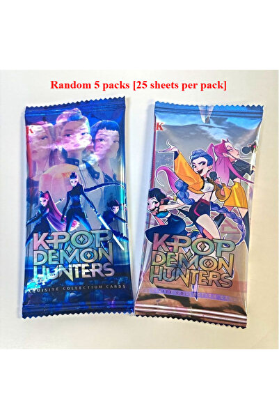 Choice 5 عبوات، كل عبوة تحتوي على 25 ورقة، بطاقات مجموعة صائدي الشياطين من الكيبوب، بطاقات لومو التعليمية، صندوق مفاجآت لمحبي الأنمي.