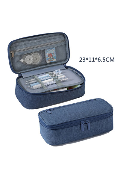 Choice حافظة أقلام أنيقة من قماش أكسفورد مزدوج الطبقات باللون الأزرق الداكن، ...