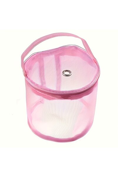 Choice حقيبة تخزين شبكية من النايلون الوردي الملون، قطعة واحدة، للحياكة والكر...