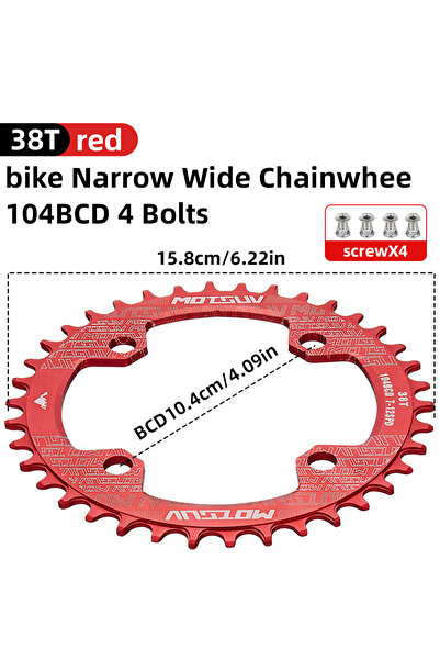 Choice 38T MOTSUV 104BCD Bicycle Round Shape Narrow Wide Chainwheel 32T/34T/3...