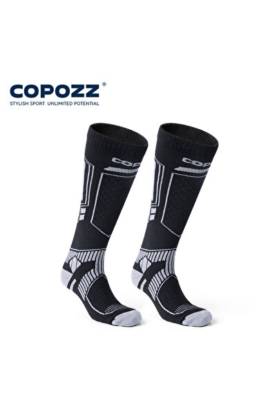 Choice جوارب تزلج شتوية من صوف ميرينو من كوبوز، باللونين الأسود والرمادي، مقا...