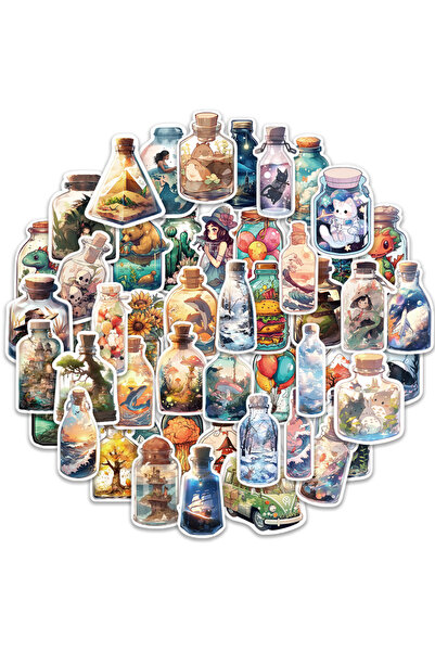 Choice ٥٠ قطعة من ملصقات الزجاجات الكبيرة، ملصقات كرتونية، كتيبات لطيفة ورائع...