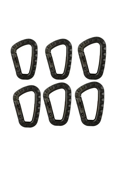 Choice 6 قطع سوداء، 2/4/6 قطع، مشبك كارابين بلاستيكي، سلسلة مفاتيح، مشبك زنبر...