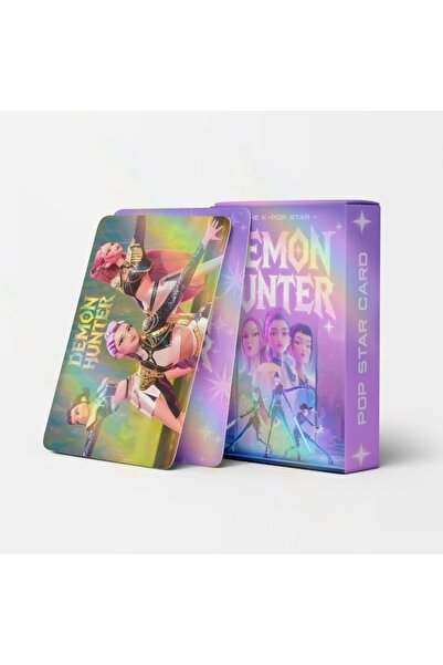 Miniso 55 قطعة من بطاقات الليزر Kpop Demon Hunter للأولاد والبنات، رسوم متحركة أنمي، مناسبة للطلاب