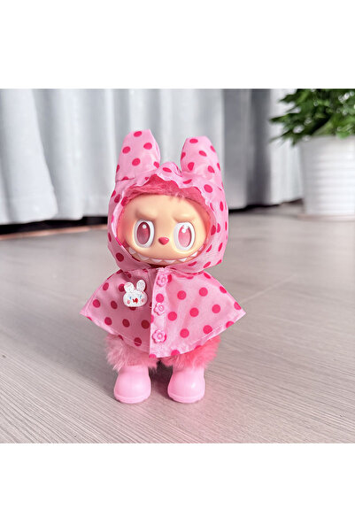 Choice ملابس دمية لابوبو 17 سم باللون الوردي مع حذاء، وإكسسوارات زي الوحش.