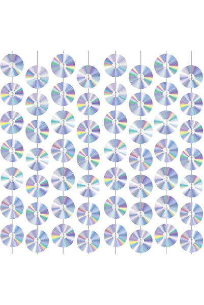 Choice لافتات ديسكو فضية اللون، أقراص مدمجة بتصميم التسعينيات، قصاصات ورقية، ...