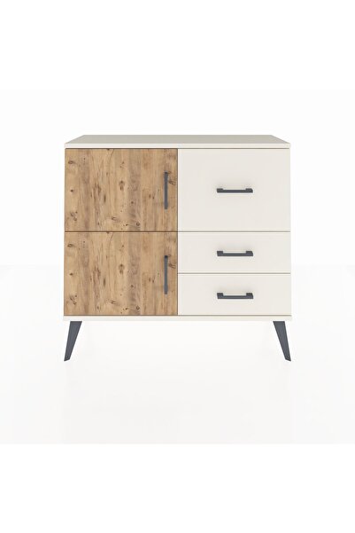 Dienni Arges Şifonyer Tek Raflı 3 Çekmeceli 2 Kapaklı 88x30x80 Aytaşı-Çam/Aytaşı