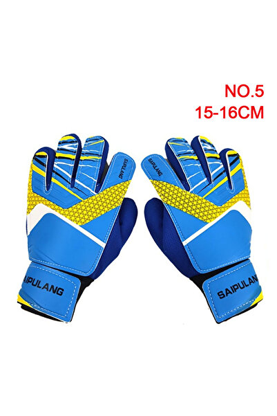 Choice NO.5--Blue Loogdeel 1Pair Child Goal Thickened Latex Football Gloves Hand Finger Protection Professi
