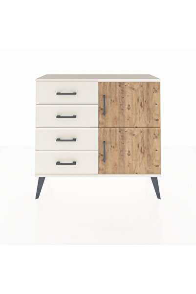 Dienni Arges Şifonyer Tek Raflı 4 Çekmeceli 2 Kapaklı 88x30x80 Aytaşı-Çam/Aytaşı