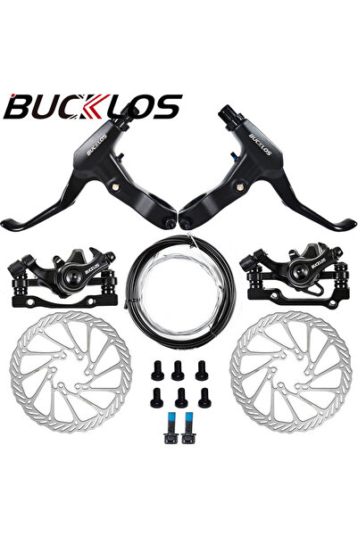 BUCKLOS BLACK-BRAKE SET Bicycle Disc Brake Set Line Pull Bike Mechanical Brak...