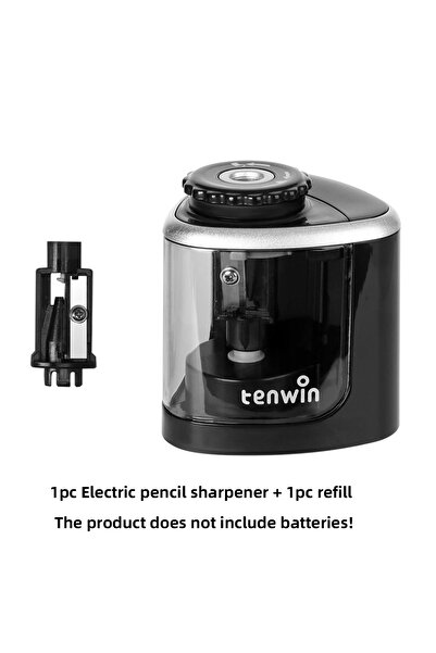 Choice مبراة أقلام كهربائية أوتوماتيكية سوداء من تينوين، آمنة للطلاب، بشفرة ح...