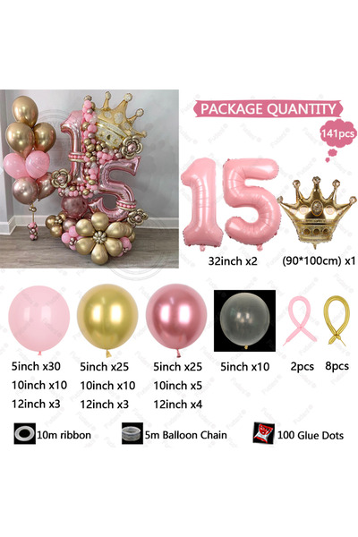 Miniso كما هو موضح في الصورة، 140 قطعة من أعمدة بالونات رقائق الألومنيوم على ...