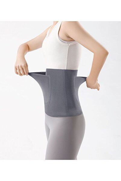 Choice حزام خصر رمادي فاتح بجيبين، خصر دافئ، حزام مخملي ألماني، جيب لحماية البطن.