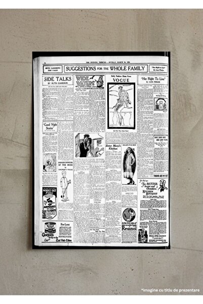 VreauPoster Poster A4 Old Newspaper Evening Tribune 1925, Retro Journalism Pi...