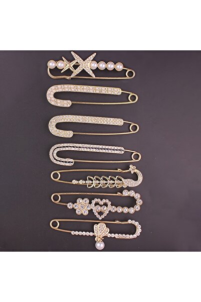 Choice 7pcs 7pcs Fashion Rhinestone Brooch Pin Anti-Slip Adjustment Button Ca...