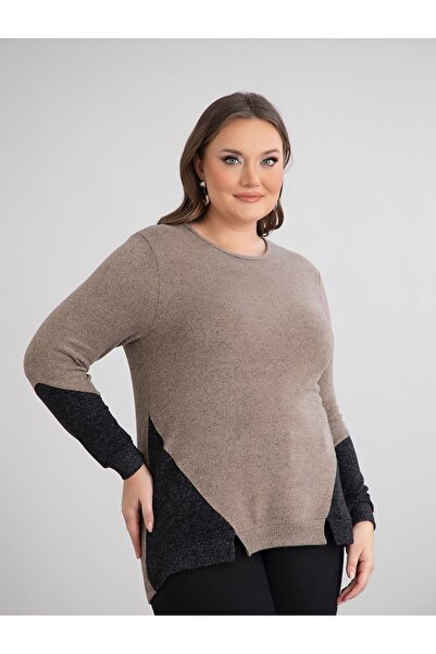 wearon tekstil بلوزة نسائية مريحة من قماش ناعم بياقة دائرية