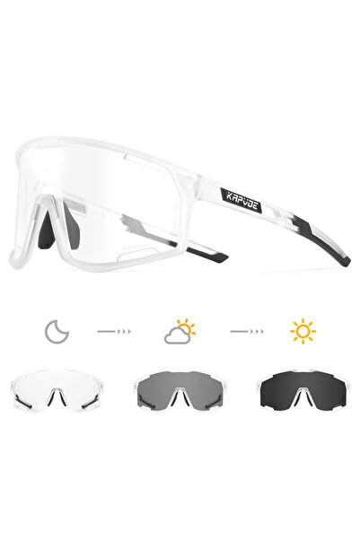 KAPVOE نظارات شمسية لركوب الدراجات للرجال بعدسات متغيرة اللون (1L-13)