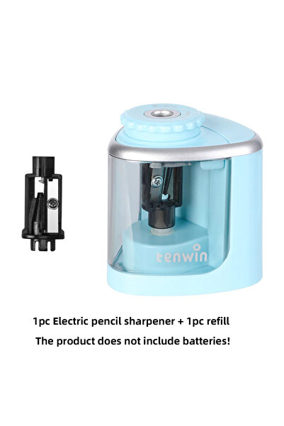 Choice Blue 1PC Tenwin Electric Auto Pencil Sharpener Safe Student Helical Steel Blade Sharpener for Artist