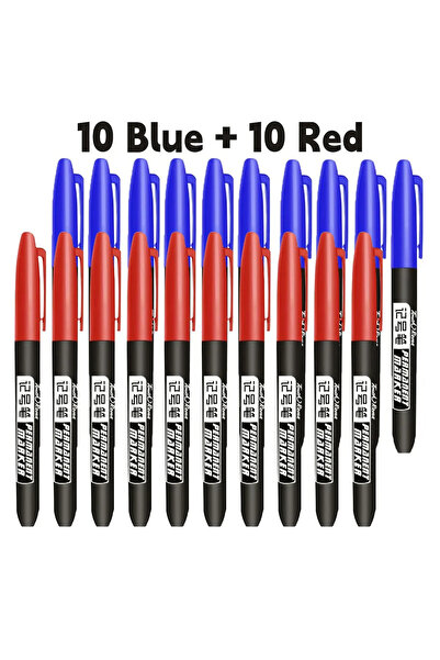 Choice8 ١٠ أقلام زرقاء، ١٠ أقلام حمراء، ٦-٢٠ قطعة/مجموعة، أقلام تحديد دائمة، ...