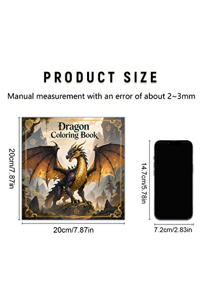 Choice كتاب تلوين تنين برسومات جريئة وسهلة، 24 صفحة، مقاس 20×20 سم، مناسب للك...