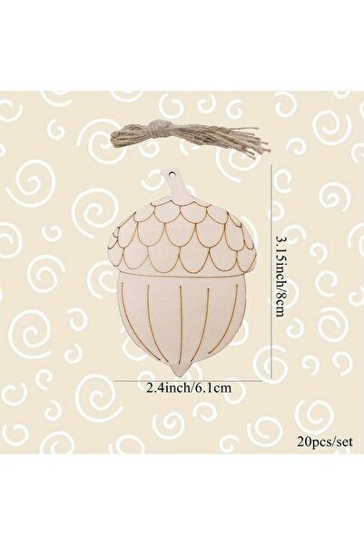 Choice 20 قطعة من دلايات خشبية على شكل ثمار بلوط، مقطوعة بالليزر، لتزيين حفلا...