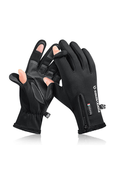 Choice قفازات صيد شتوية سوداء مقاس XL من KoKossi، ذات إصبعين قابلة للطي، دافئ...