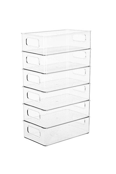 East صناديق تخزين مربعة شفافة مكونة من 6 قطع بمقابض، خالية من مادة BPA، سعة 1...