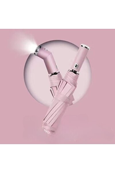CETECHNOLOGY Automatic LED Umbrella, Pink, Wind-Resistant, Waterproof Coating