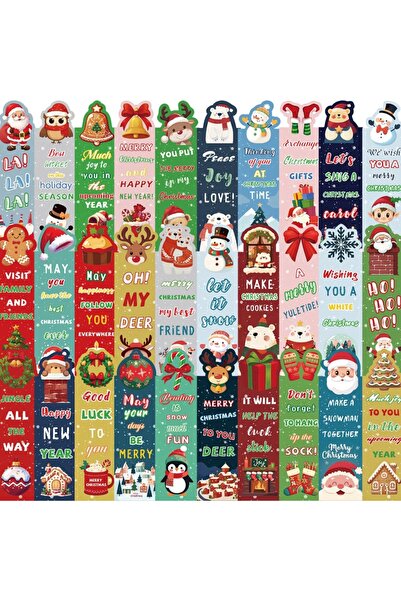 Choice QH334 30 قطعة من فواصل الكتب لعيد الميلاد، بتصميم بابا نويل الكرتوني، ...