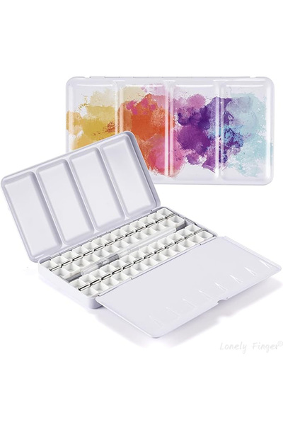 Choice علبة ألوان مائية معدنية من كولور آيرون، 52 خانة، تحتوي على 52 نصف صيني...